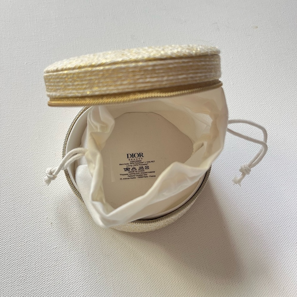 Dior Beauty Gold Cosmetic Pouch Toiletry Case - Picture 7 of 13